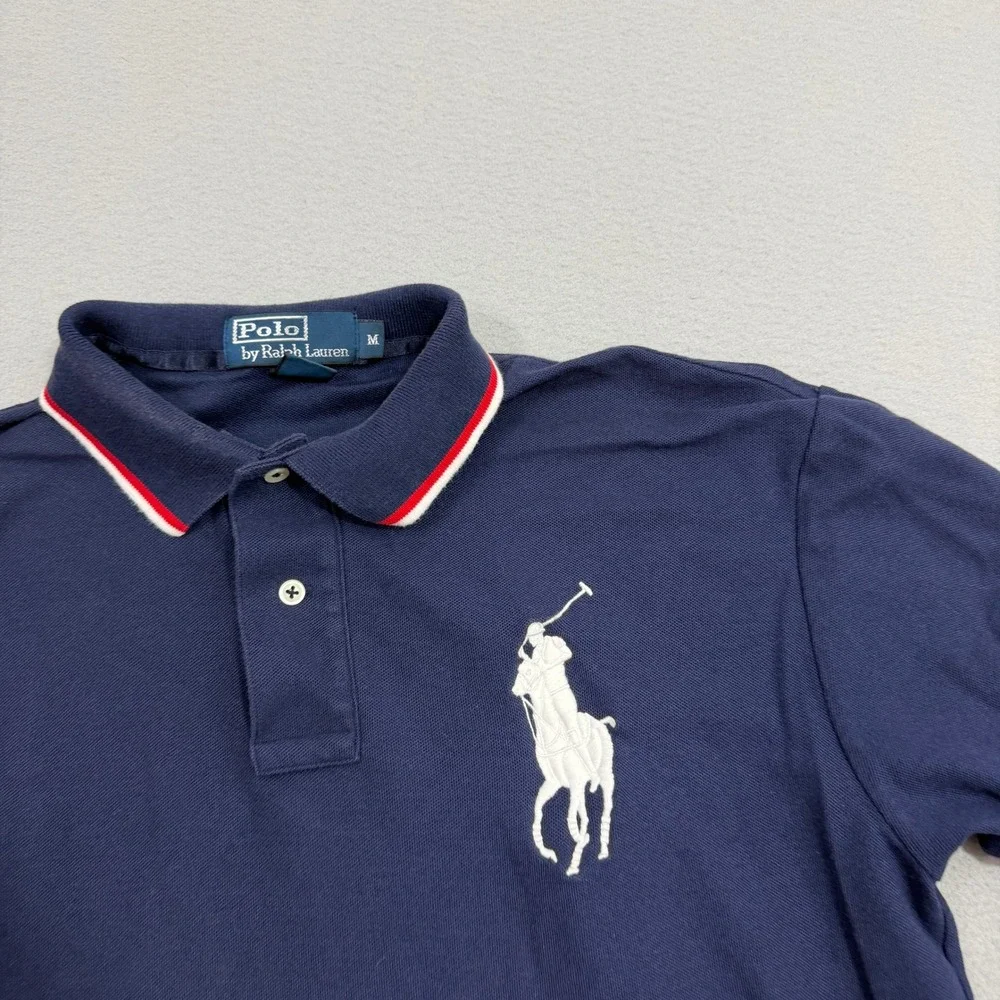 Vintage Polo Ralph Lauren Polo Medium Blue US Open 2009 Big Pony Short Sleeve